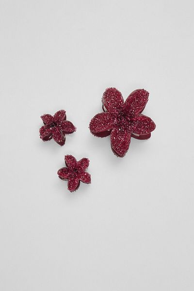 Stradivarius Set of 3 shiny floral hair clips
