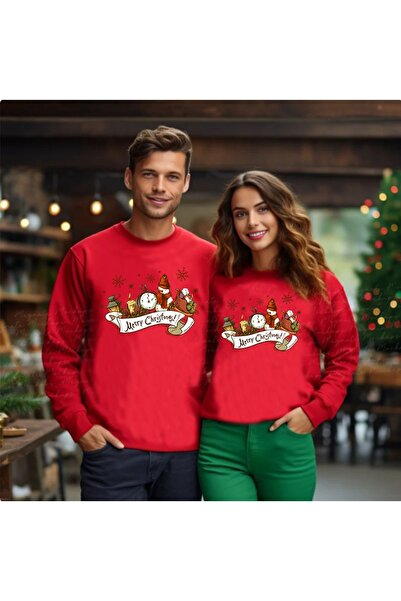 WOODROFFE Anul Nou Crăciun Crăciun imprimat - Hanorac roșu supradimensionat c...