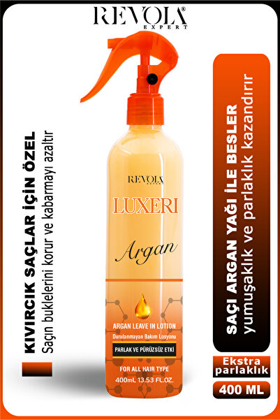 REVOLA EXPERT Kıvırcık Saçlar İçin Ekstra Parlaklık Sağlayan Durulanmayan Arg...