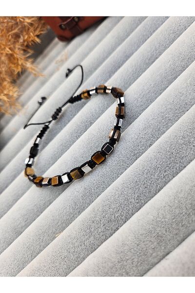 AURA Natural Stone Men's Bracelet Turtle Eye (Power,Stone of Courage)