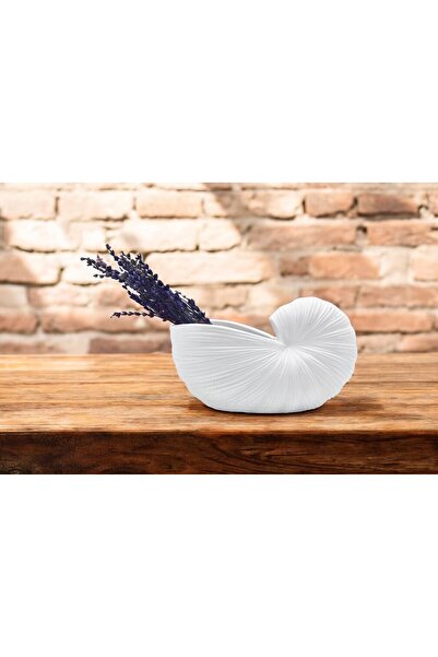 BASSDEKOR Vază albă de melc din beton