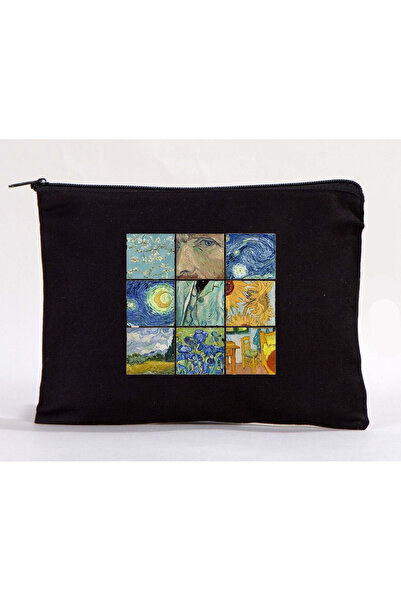Boom town van gogh Μαύρη τσάντα μακιγιάζ Θήκη για στυλό Ακατέργαστη υφασμάτιν...