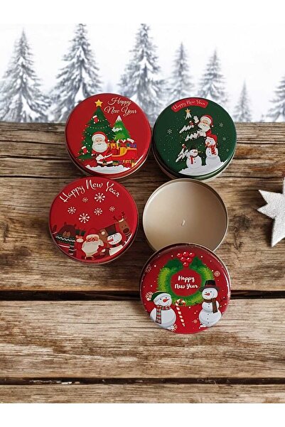 ByDeryaEvent 4 Lü Teneke Kutu Mum Seti