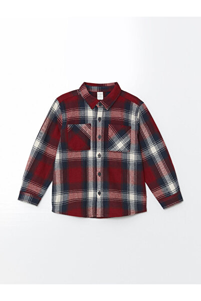 LC Waikiki Red Long Sleeve Plaid Patterned Boy's Lumberjack Shirt