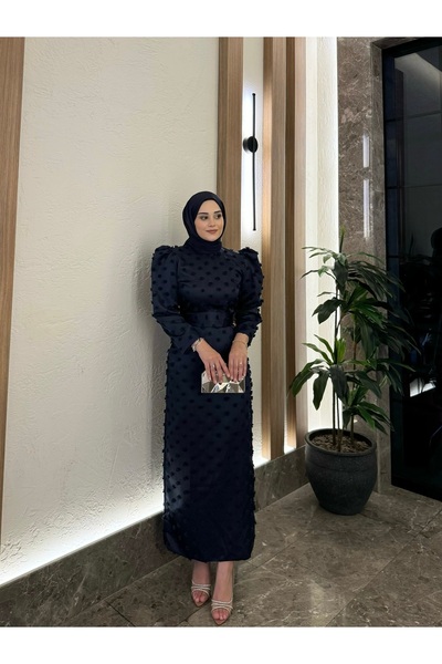 By Atelier Lacivert Perla Tesettür Kalem Abiye