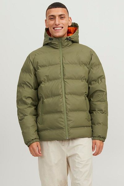 Jack & Jones Palton puf pentru bărbați, rezistent la apă și vânt, cu glugă - Elements
