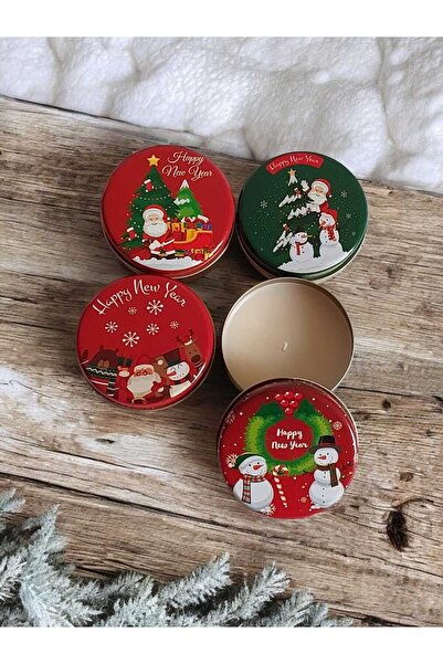 ByDeryaEvent 4 Lü Teneke Kutu Mum Seti