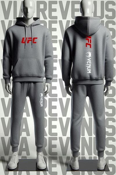 Vordevia Ufc Printed Hoodie and Sweatpants Unisex Sports Set