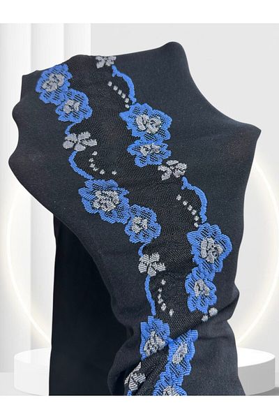 İntive Lingerie Ange 70 Den Black Blue Floral Embroidered Stylish Pantyhose