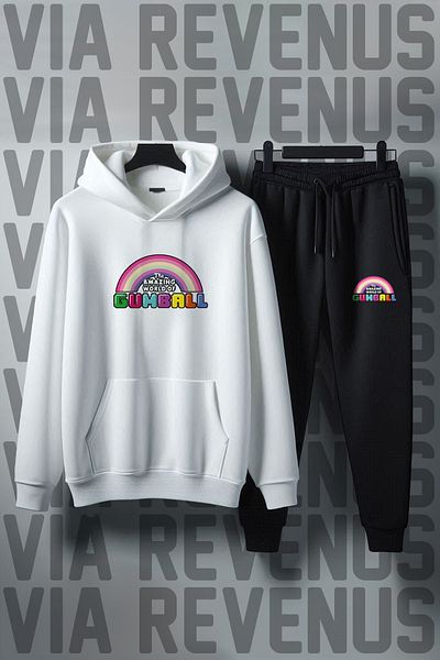 Vordevia Gumball Printed Hoodie and Sweatpants Unisex Set