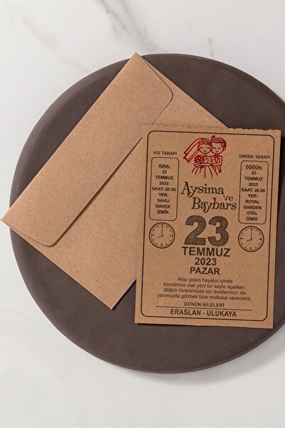 İKLİM DAVETİYE 50 Adet Takvim Yaprağı Düğün, Nişan, Nikah Davetiyesi, Baskı Hariçtir 1105031