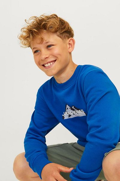 Jack & Jones Mountain Kids Sweatshirt - Chest Printed, Crew Neck