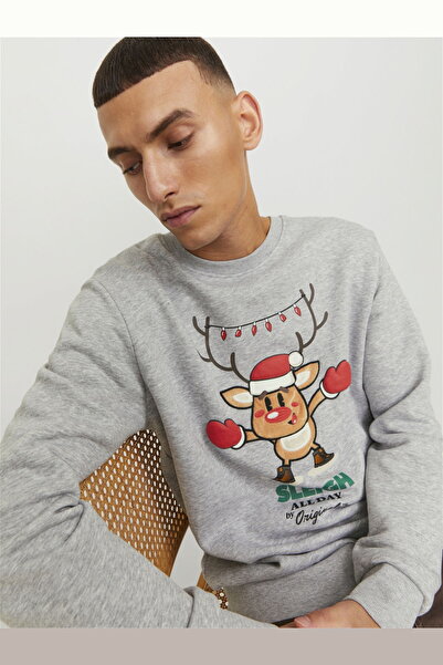 Jack & Jones Ανδρικό φούτερ με στάμπα με θέμα την Πρωτοχρονιά - Χριστούγεννα