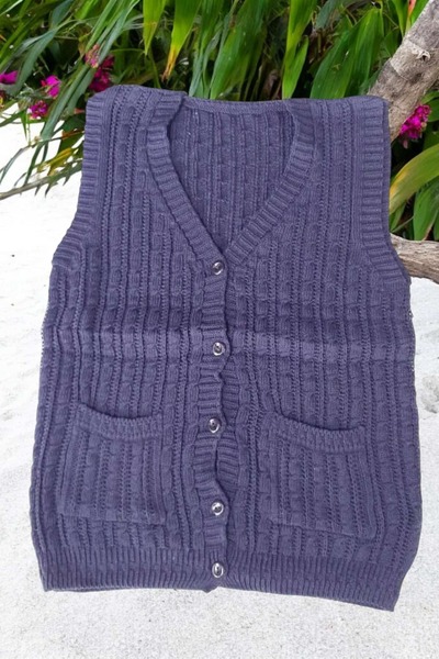 ÇEÇEN HOME (2 Adet) Kadın V Yaka Düğmeli Cepli Örgü Yün Triko Anne Kısa Yelek