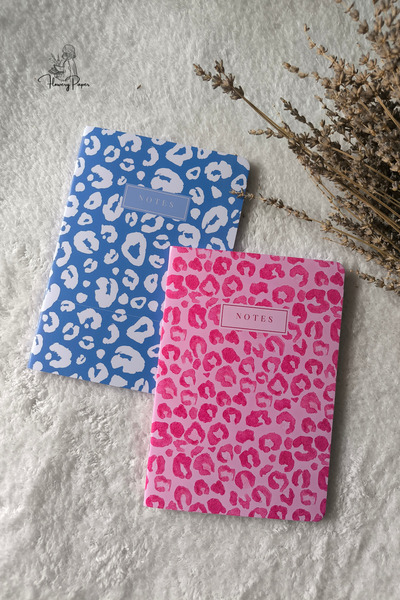 Flowery Paper Renkli Leopar Model 2'li Zımbalı Defter, 32 sayfa, Not Defteri,...
