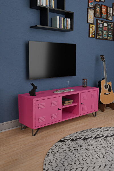 Machin-x TV Ünitesi - Metal Televizyon Sehpası - 135 cm - Pastel Renk - Endüs...