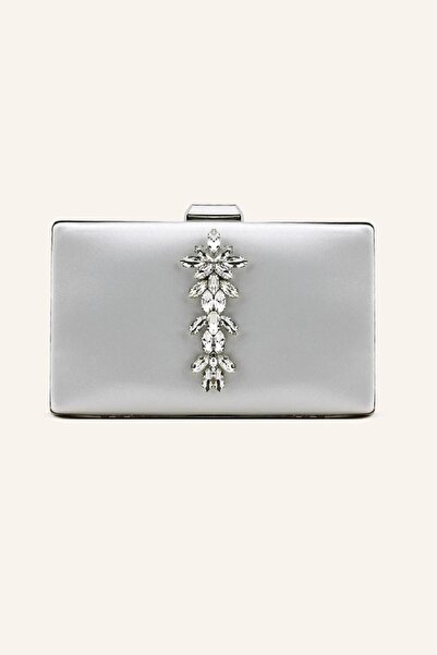 SABMAR Sonya001 Model Exclusive Жіноча вечірня сумочка - Срібний атлас, кришт...