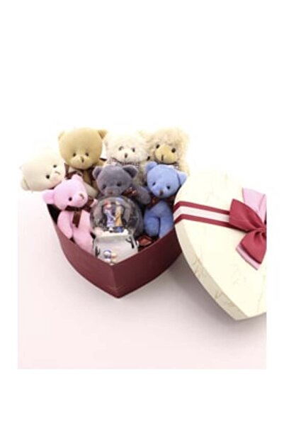 Çelik Gift Box for Special Occasions for Lovers 7 Mini Teddy Bears Winter Tal...