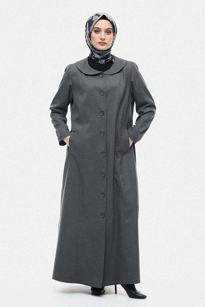 Setrms Large Size Top Coat with Anthracite Wooden Button 2512049