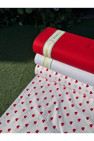 Freedom Kalp Desenli Kumaş 1 Top (30 METRE) Kumaş %100 Pamuk Ranforce - Nevre...