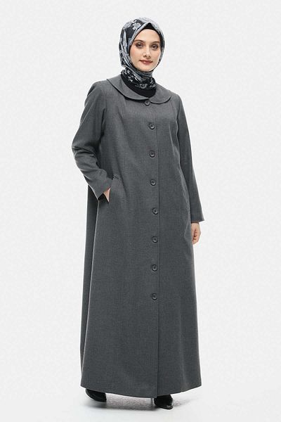 Setrms Large Size Top Coat with Anthracite Wooden Button 2512049