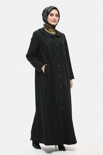 Setrms Plus Size Top Coat with Black Wooden Buttons 2512049