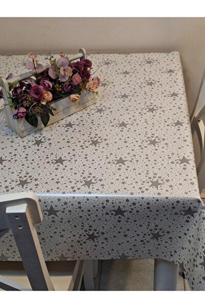 Başak Ev Tekstili Fiber Pvc Oilcloth - Patterned Erasable Tablecloth (Silver)
