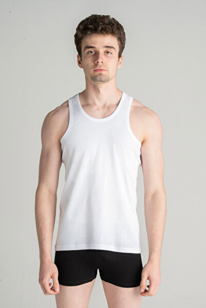 Mercan Erkek Beyaz %100 Pamuklu Penye Askılı Atlet