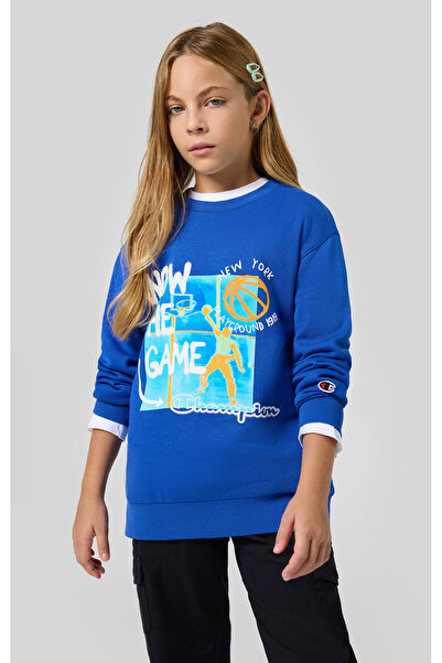 Champion Play With Graphics Crewneck Sweatshirt Mavi Çocuk Sweatshirt-306909-BS008