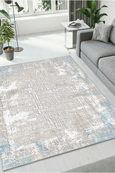 HaLıFoRuM Yumuşak Yıkanabilir Koridor Halısı Kaymaz Tabanlı Salon Oturma Mutfak DZ-27-MAVİ