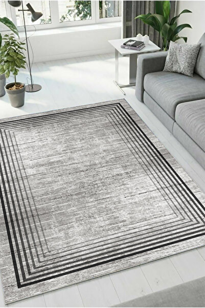 HaLıFoRuM Yumuşak Yıkanabilir Mutfak Halısı Koridor Kaymaz Tabanlı Oturma Salon DZ-17-SİYAH