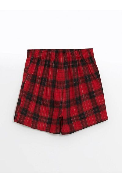 LC Waikiki Lcw Kids Red Elastic Waist Plaid Girls' Short Skirt