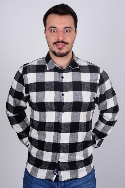 Cazador 23kceed02009 Cămașă pentru bărbați cu model ecru-negru