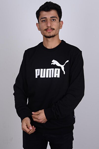 Puma 586680-01 Siyah Baskılı Bisiklet Yaka Erkek Sweat