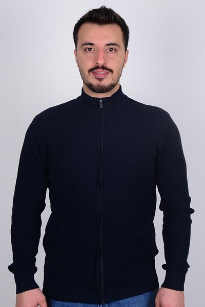 Cazador Cardigan pentru bărbați Cazador3016 bleumarin cu fermoar în față