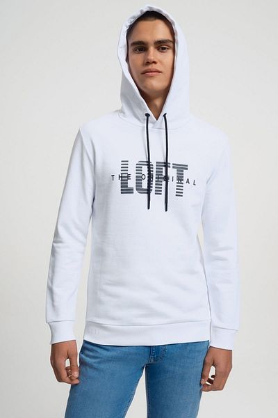 Loft 2034026 White Printed Hooded Men's Sweat