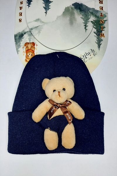 Hanece Kids Plush Navy Blue Teddy Bear Boys' Beret
