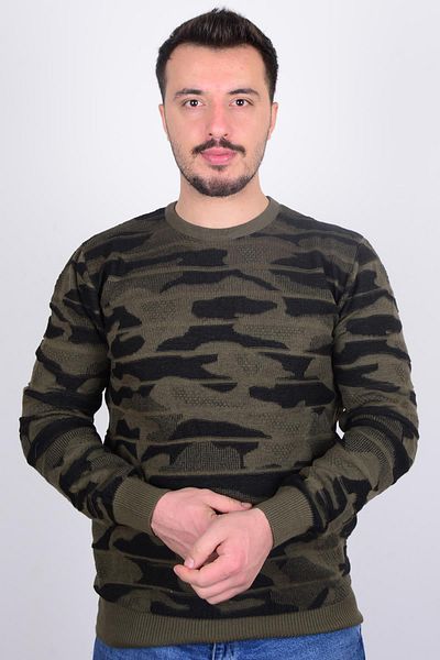 Cazador 3072 Pulover pentru bărbați, camuflaj, cu gât de bicicletă