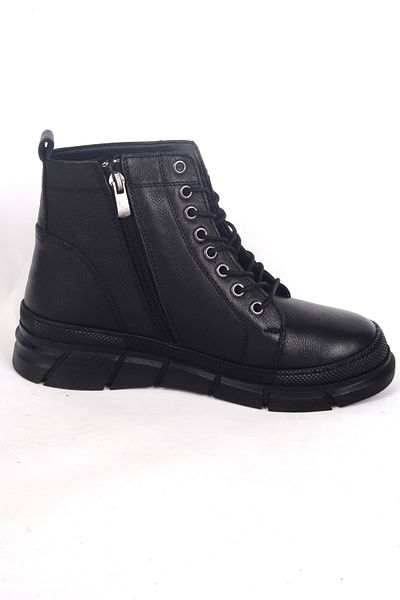 Bulldozer 240631   Black Leather Women's Winter Boots - Orthopedic Sole, Half Heeled, Half Heeled