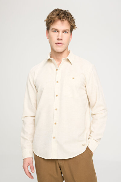 WRANGLER W241245614 Bej Erkek Relax Fit Normal Kesim %100 Pamuk Gömlek