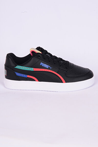 Puma 395648-02 Caven 2.0 Ready Set Jr Deri Rahat Taban Bağcıklı Esnek Rahat Siyah Günlük Erkek Sneak