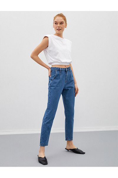 Koton Mom Jean - Pantaloni slim cu talie normală din bumbac