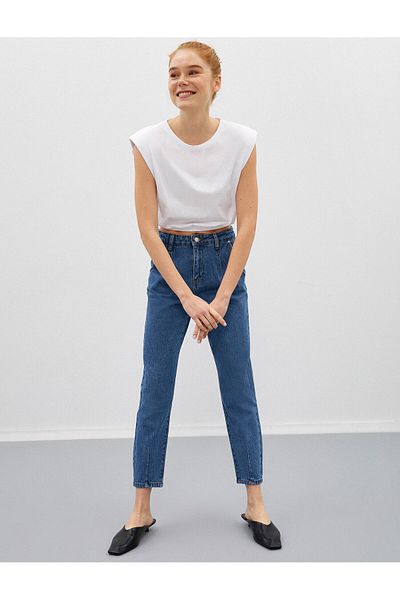 Koton Mom Jean - Pantaloni slim cu talie normală din bumbac