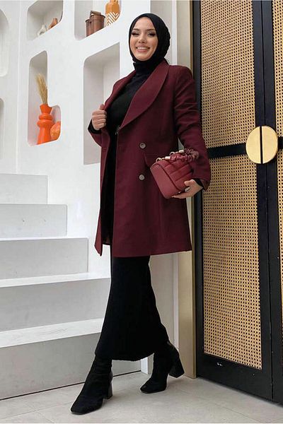 TRENDTESETTÜR Γυναικείο μπουφάν Claret Red Buttoned - Padded T 0667