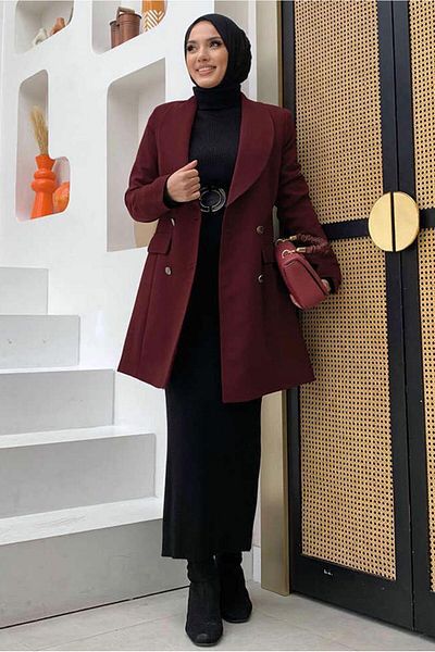 TRENDTESETTÜR Γυναικείο μπουφάν Claret Red Buttoned - Padded T 0667