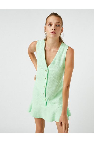 Koton Mini-Tweed-Kleid mit Knopfdetail, ärmellos