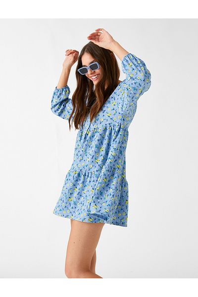 Koton Flounce Mini Dress Balloon Sleeve