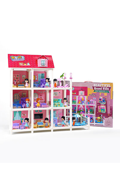 Fab N Funky Grand Villa Playhouse Set for age 3, Smooth Safe Edges, Detailed Furniture, 38x73.5x50cm, Pack of 8