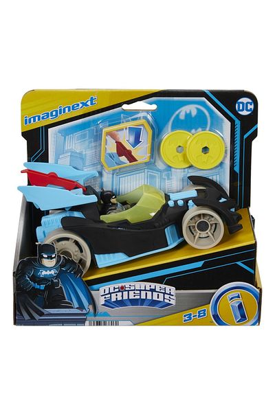 FISHER PRICE IMAGINEXT DC SUPER FRIENDS VEHICUL CU FIGURINA BATMAN CU COSTUM GRI