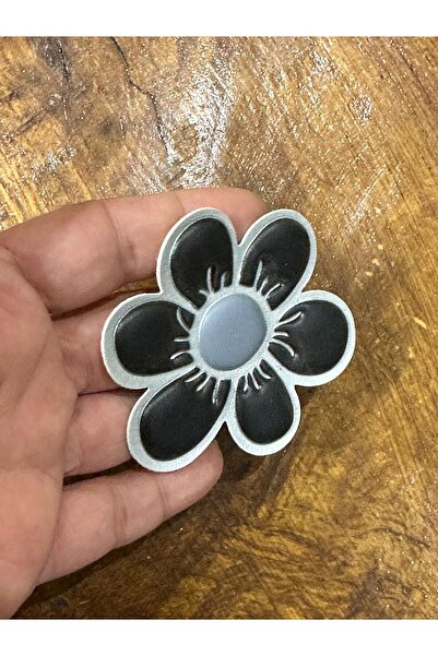 Gönülden Tasarım Sunı Koža Cvetni dezen Aplikacija za šivenje - 5x5 cm crna